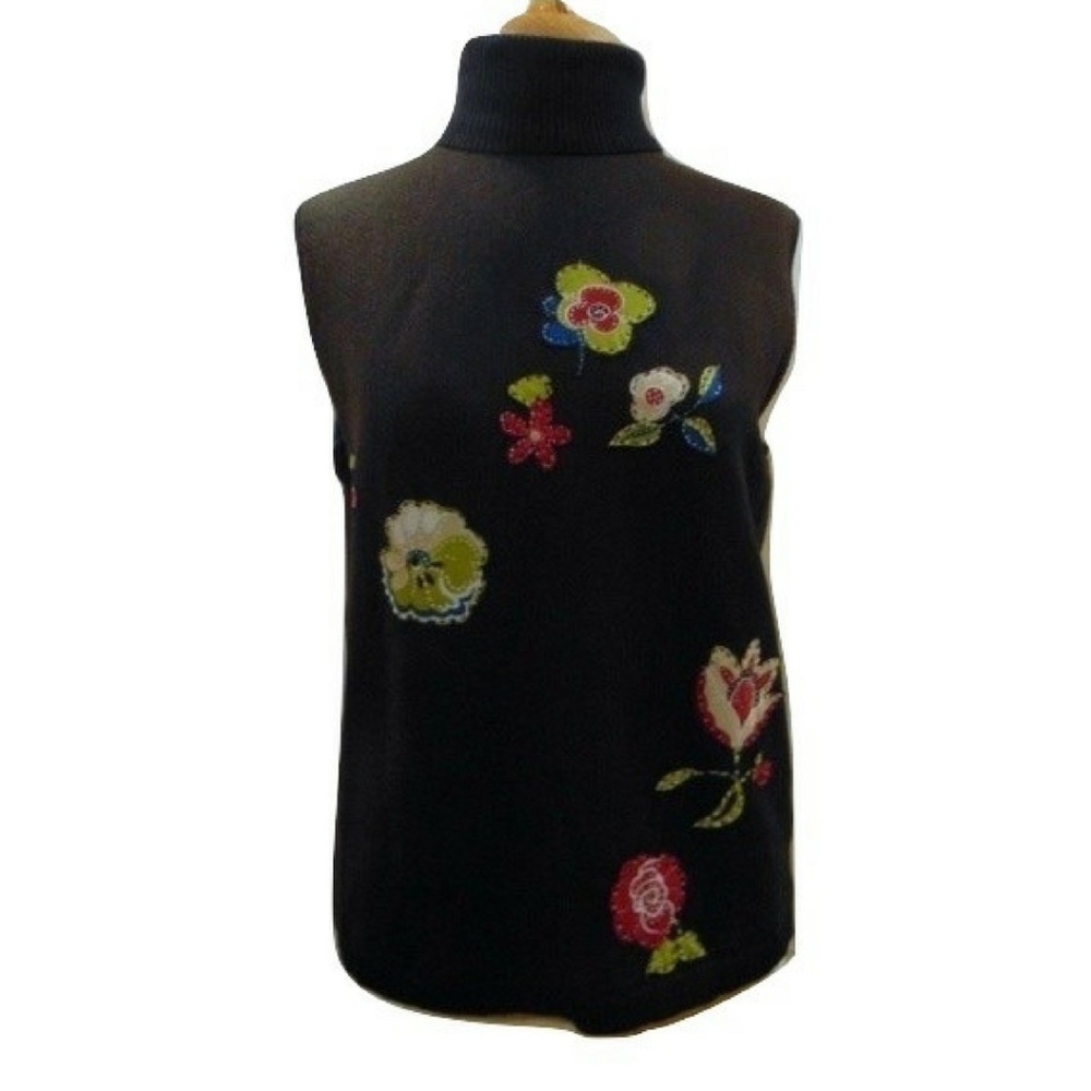 Moschino sleeveless sweater floral appliques Sz 12